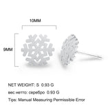 Silver Snowflake Stud Earrings Casual Classic Jewelry Gift