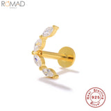 925 Silver Labret Stud Earrings Snake Star Moon Flower Zircon Piercing