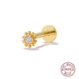 925 Silver Labret Stud Earrings Snake Star Moon Flower Zircon Piercing