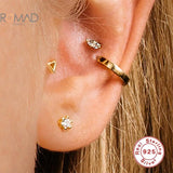 925 Silver Labret Stud Earrings Snake Star Moon Flower Zircon Piercing