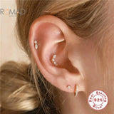 925 Silver Labret Stud Earrings Snake Star Moon Flower Zircon Piercing