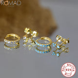 925 Silver Crystal Hoop Earrings Set for Women Turquoise Piercing Jewelry