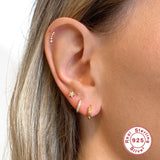 925 Silver CZ Ear Crawlers Stud Earrings Women Party Jewelry