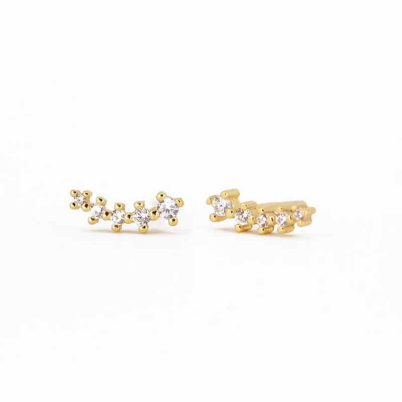 925 Silver CZ Ear Crawlers Stud Earrings Women Party Jewelry