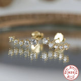 925 Silver CZ Ear Crawlers Stud Earrings Women Party Jewelry