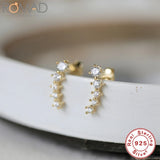 925 Silver CZ Ear Crawlers Stud Earrings Women Party Jewelry