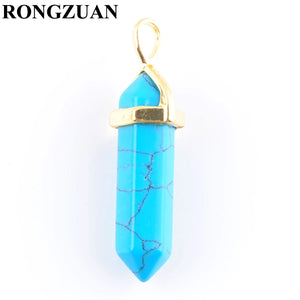 10Pcs Natural Stone Turquoise Pendulum Column Necklace Chakra Jewelry