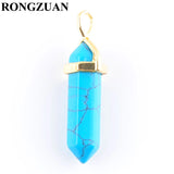 10Pcs Natural Stone Turquoise Pendulum Column Necklace Chakra Jewelry