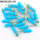 10Pcs Natural Stone Turquoise Pendulum Column Necklace Chakra Jewelry