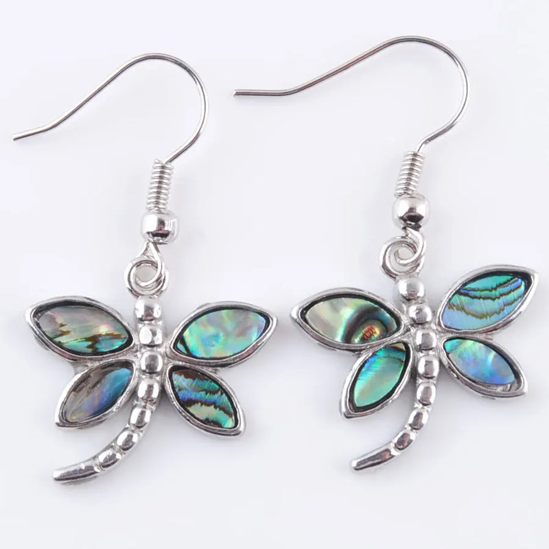 Abalone Shell Dragonfly Dangle Earrings For Women