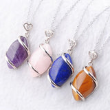 Rose Quartz Aventurine Amethyst Tigers Eye Lapis Lazuli Stone Necklace