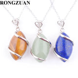 Rose Quartz Aventurine Amethyst Tigers Eye Lapis Lazuli Stone Necklace