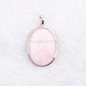 Rose Quartz Oval Reiki Chakra Chain Necklace Pendant