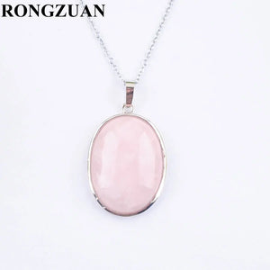 Rose Quartz Oval Reiki Chakra Chain Necklace Pendant