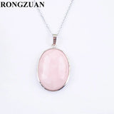 Rose Quartz Oval Reiki Chakra Chain Necklace Pendant