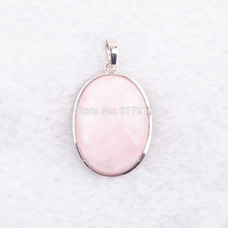 Rose Quartz Oval Reiki Chakra Chain Necklace Pendant