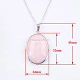 Rose Quartz Oval Reiki Chakra Chain Necklace Pendant