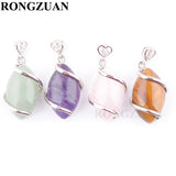 Natural Stones Pendulum Pendant Lapis Aventurine Amethyst Rose Crystal