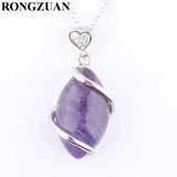 Natural Amethysts Stone Horse Eye Reiki Chakra Pendant