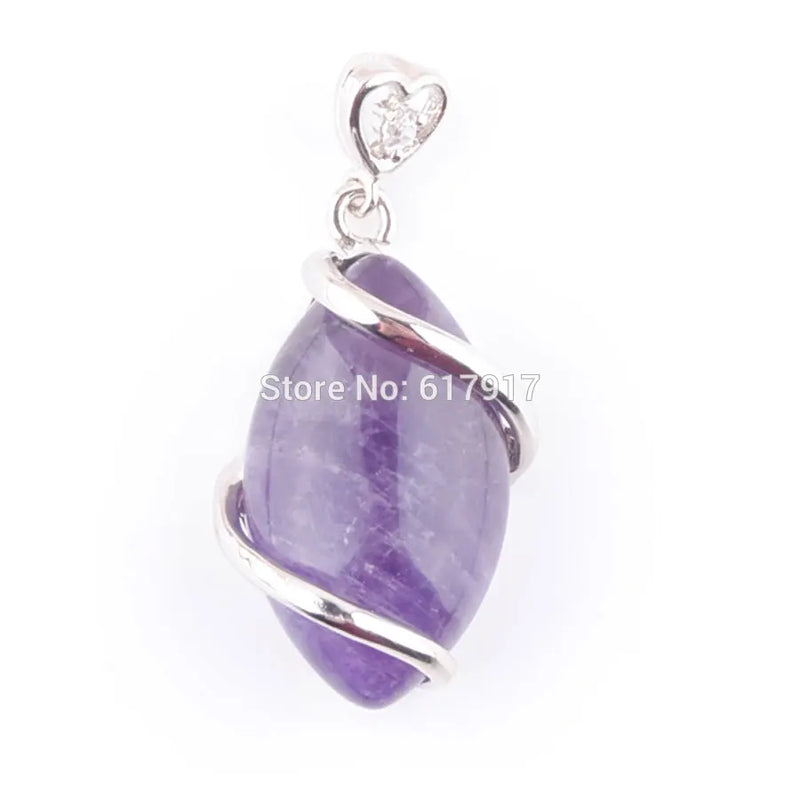 Natural Amethysts Stone Horse Eye Reiki Chakra Pendant