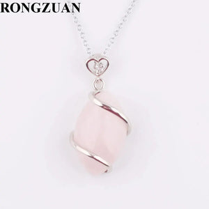 Rose Quartz Stone Horse Eye Chakra Pendant Necklace