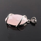 Rose Quartz Stone Horse Eye Chakra Pendant Necklace