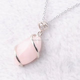 Rose Quartz Stone Horse Eye Chakra Pendant Necklace