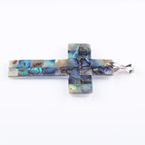 Zelanian Abalone Shell Pearl Cross Pendant Necklace