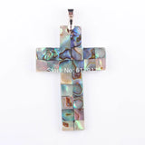 Zelanian Abalone Shell Pearl Cross Pendant Necklace