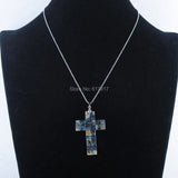 Zelanian Abalone Shell Pearl Cross Pendant Necklace