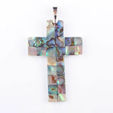 Zelanian Abalone Shell Pearl Cross Pendant Necklace