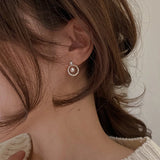 Zircon Front/Back Circle Stud Earrings for Women