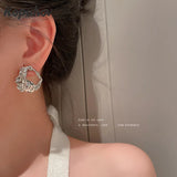 925 Silver Needle Hollow Out Earrings Personalized Female