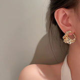 925 Silver Needle Hollow Out Earrings Personalized Female