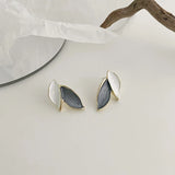 ZA S925 Silver Leaf Earrings French Style