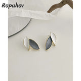 ZA S925 Silver Leaf Earrings French Style