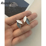 ZA S925 Silver Leaf Earrings French Style