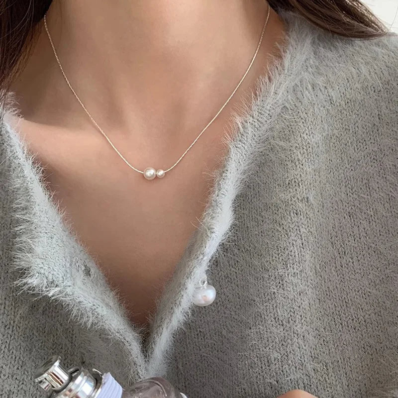 Moonstone Necklace Collarbone Chain Zircon Pendant for Women