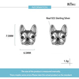 925 Silver Bulldog Stud Earrings Fine Jewelry Accessory for Women