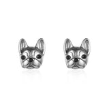 925 Silver Bulldog Stud Earrings Fine Jewelry Accessory for Women