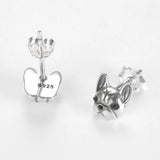 925 Silver Bulldog Stud Earrings Fine Jewelry Accessory for Women