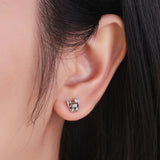 925 Silver Bulldog Stud Earrings Fine Jewelry Accessory for Women