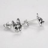 925 Silver Bulldog Stud Earrings Fine Jewelry Accessory for Women