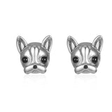 925 Silver Bulldog Stud Earrings Fine Jewelry Accessory for Women