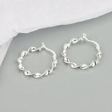 925 Silver Twist Circle Earrings High Fine Jewelry