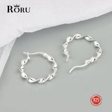 925 Silver Twist Circle Earrings High Fine Jewelry