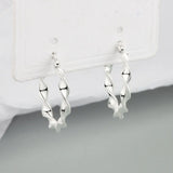 925 Silver Twist Circle Earrings High Fine Jewelry
