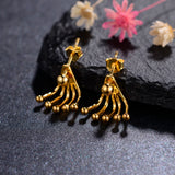 S925 Sterling Silver Stud Earrings Fan Punk Fine Jewelry