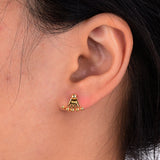 S925 Sterling Silver Stud Earrings Fan Punk Fine Jewelry