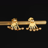 S925 Sterling Silver Stud Earrings Fan Punk Fine Jewelry